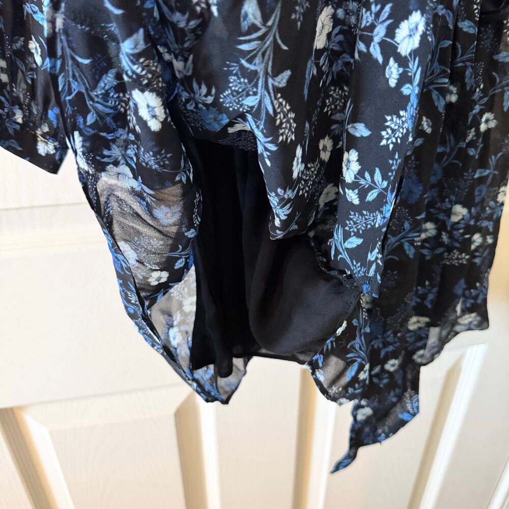 The Kooples Short Tie Waist Dress in Floral Blue Poppy Print - Picture 10 of 13